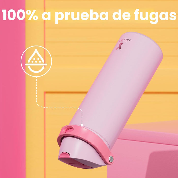 Meoky Botella de agua de acero inoxidable con pajita 2 en 1 y tapa con pico de 24 onzas