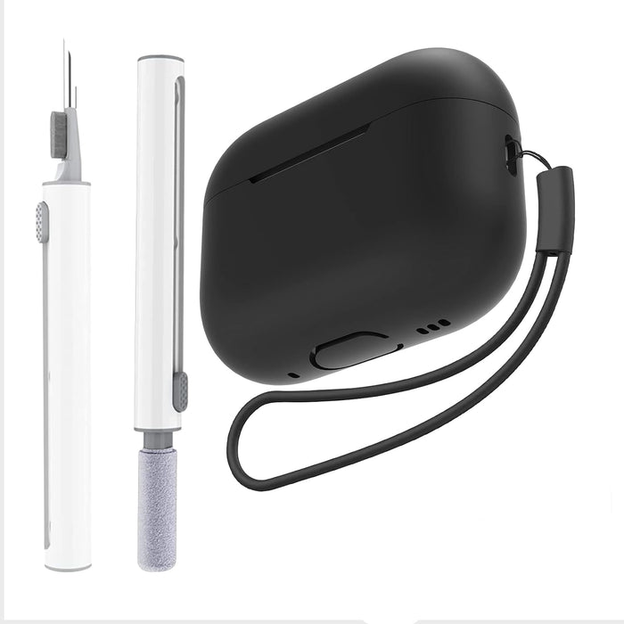 Funda de silicona para AirPods Pro 2 con kit de limpieza, lápiz y correas antipérdida