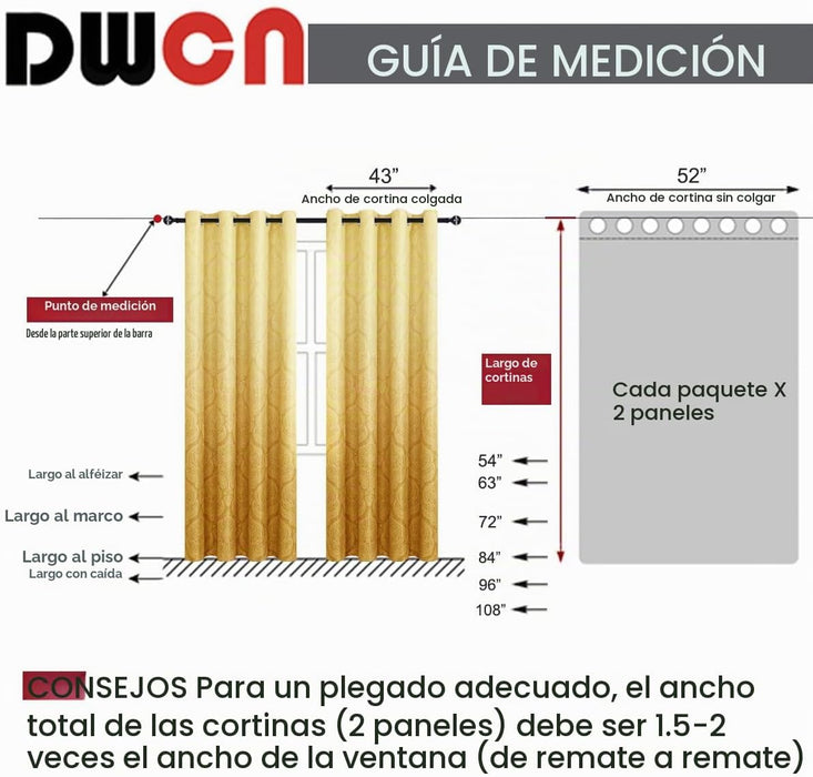 DWCN 1 Par de Cortinas opacas degradadas para dormitorio, 52 x 96 pulgadas