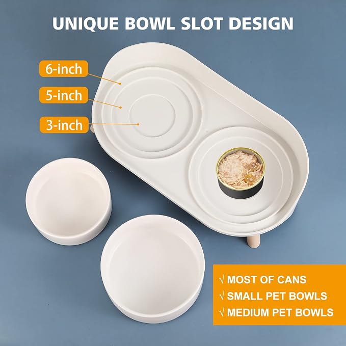 Juego de comederos y bebederos elevados para gatos - Platos de cerámica elevados 16.2oz