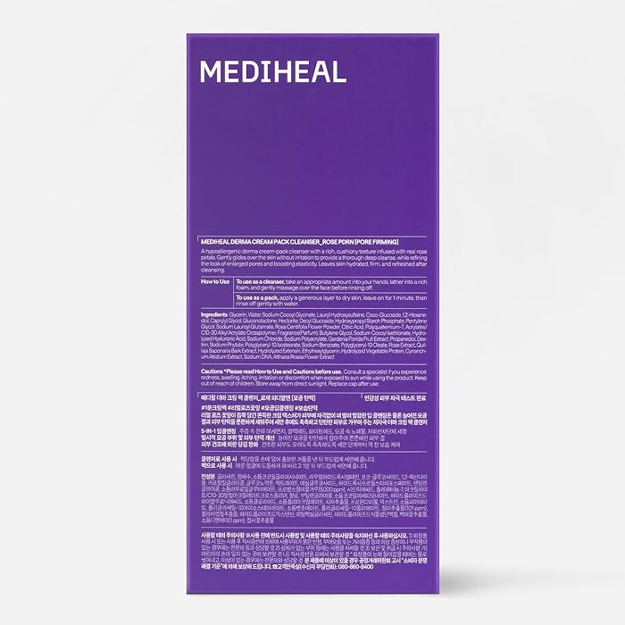 MEDIHEAL Rose PDRN Derma Cream Limpiador Facial, Mascarilla Limpiadora