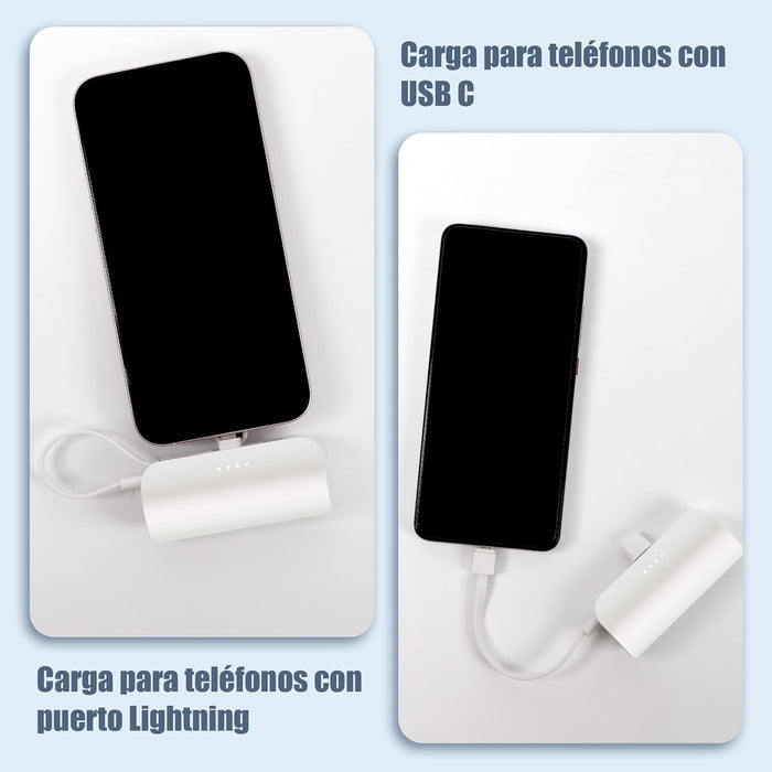Mini Power Bank 8000mAh, Bateria Portatil, Externa para iPhone