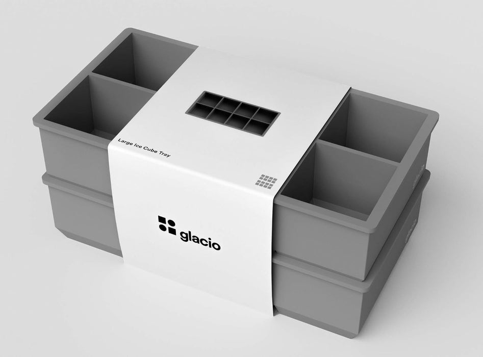 glacio Moldes para cubitos de hielo, 2 bandejas de silicona para 8 cubos cuadrados