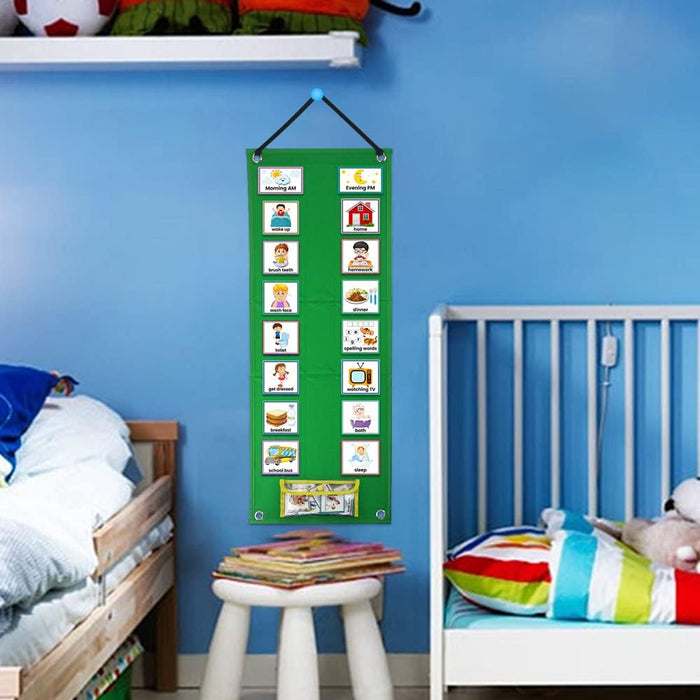 Tabla de horarios visuales para niños, herramienta de aprendizaje de rutina diaria con 70 tarjetas duraderas