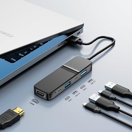 Adaptador USB a HDMI, concentrador USB C USB A 3.0 dual -5 en 1