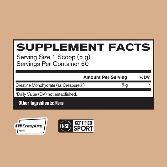 BARE PERFORMANCE NUTRITION, Polvo de Monohidrato de Creatina Pura BPN de Creapure 60 Porciones