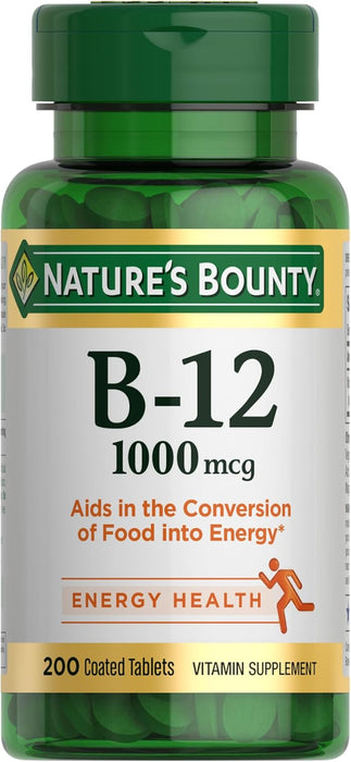 Nature's Bounty Vitamina B-12, 1000 mcg, 200 comprimidos recubiertos