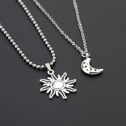 CHOORO Juego de 2 collares de sol y luna para parejas