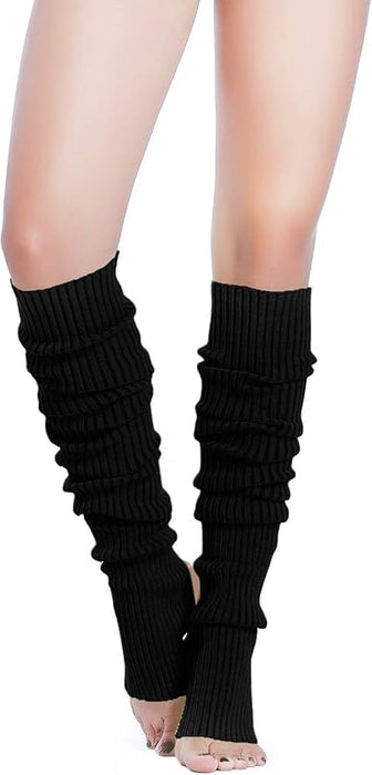 V28 Calentadores largos para piernas, de punto acanalado, para mujer, Pack de 2