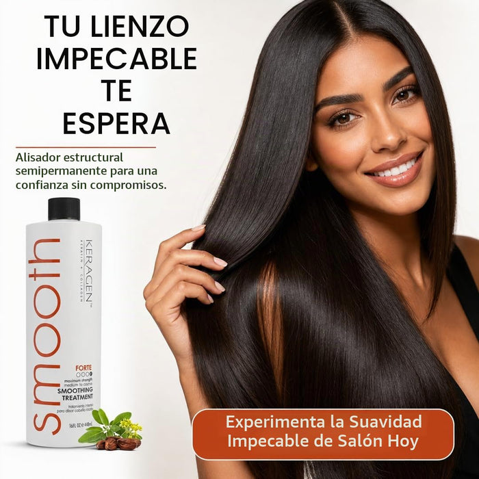KERAGEN Tratamiento capilar de queratina alisadora brasileña Forte, sin sulfatos 448ml