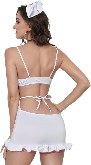 Conjunto sexy de enfermera para mujer con accesorios incluidos