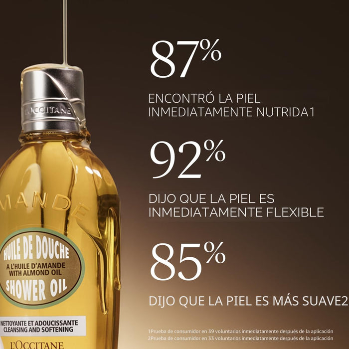 L'OCCITANE Aceite de ducha de almendra limpiador y suavizante, base para afeitar