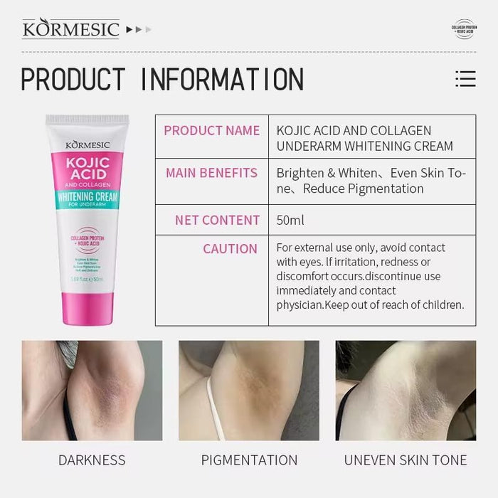 Kormesic Crema blanqueadora con ácido kójico y colágeno para axilas 50ml