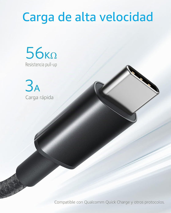 Anker Cable USB C, Pack de 2 cable USB-C a USB-A, Cable USB 2.0 de Nylon