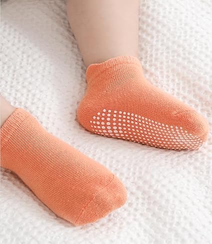 Calcetines tobilleros antideslizantes para bebés, niños pequeños y niñas (paquete de 9)