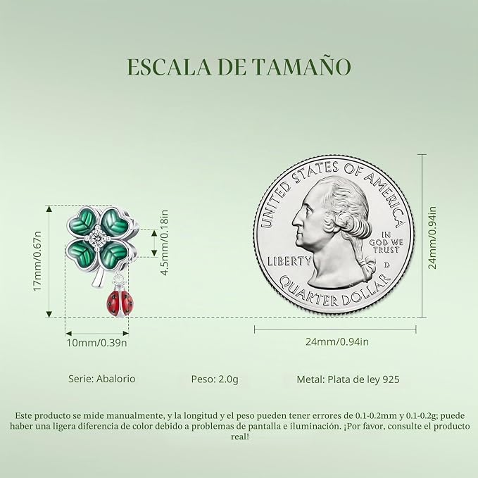 Colgante de Trébol de cuatro hojas para pulseras y collares