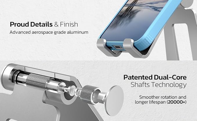 Soporte doble plegable para teléfono móvil: soporte de escritorio compacto, plegable y portátil