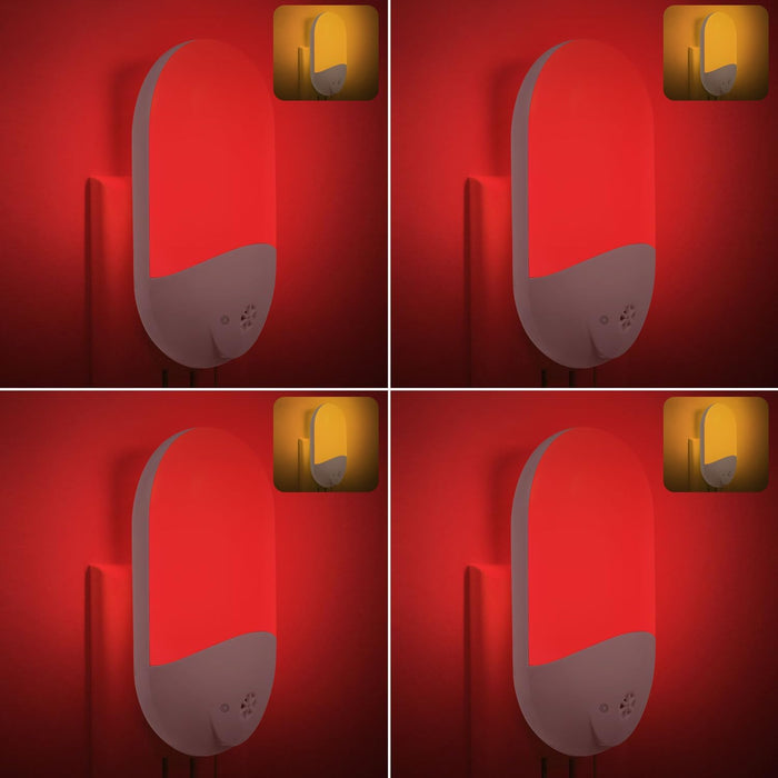 Luz nocturna roja y ámbar de 670 nm enchufable a la pared para dormir [4 unidades]