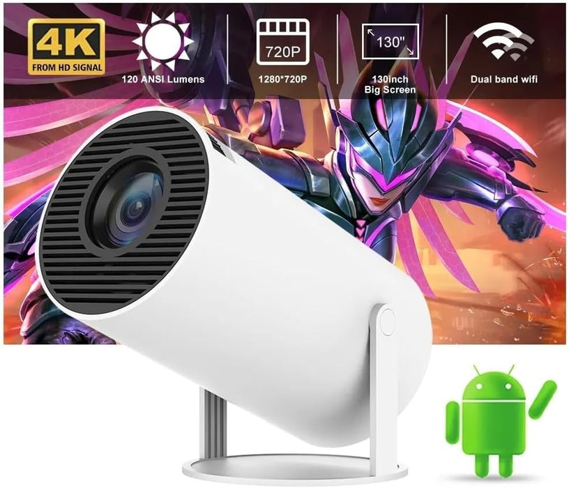 Proyector portátil HY300 4K HD Android 11 Dual WIFI 6.0 200 ANSI BT5.0 1080P