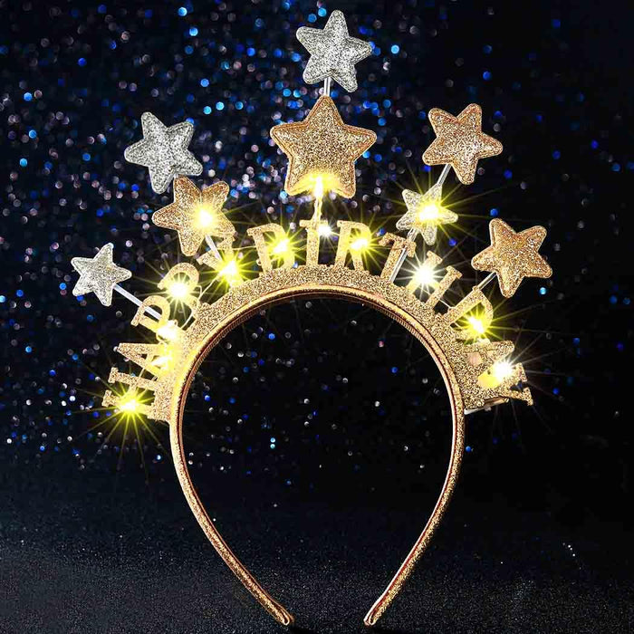 Uranian Diademas iluminadas con luces LED con purpurina y estrella