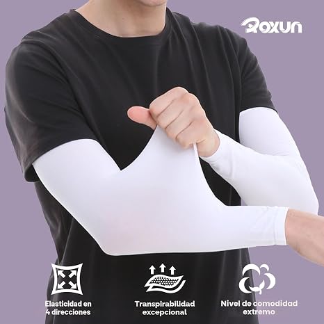 ROXUN Mangas de brazo unisex, compresión deportiva de protección solar UV refrescante