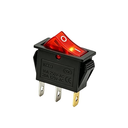 Interruptor basculante rojo de 2 posiciones del perno KCD3-3