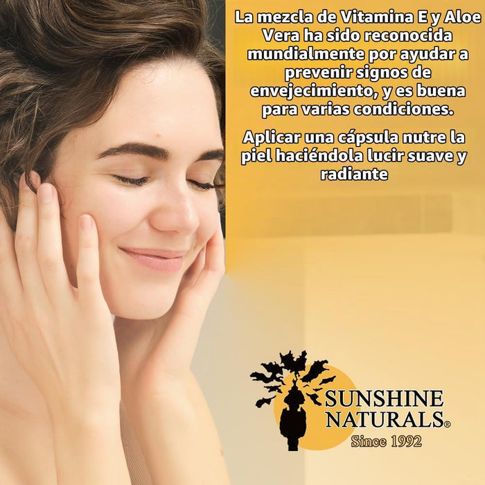 Sunshine Naturals Hidratante de vitamina E y aloe vera. Fórmula hidratante para piel seca