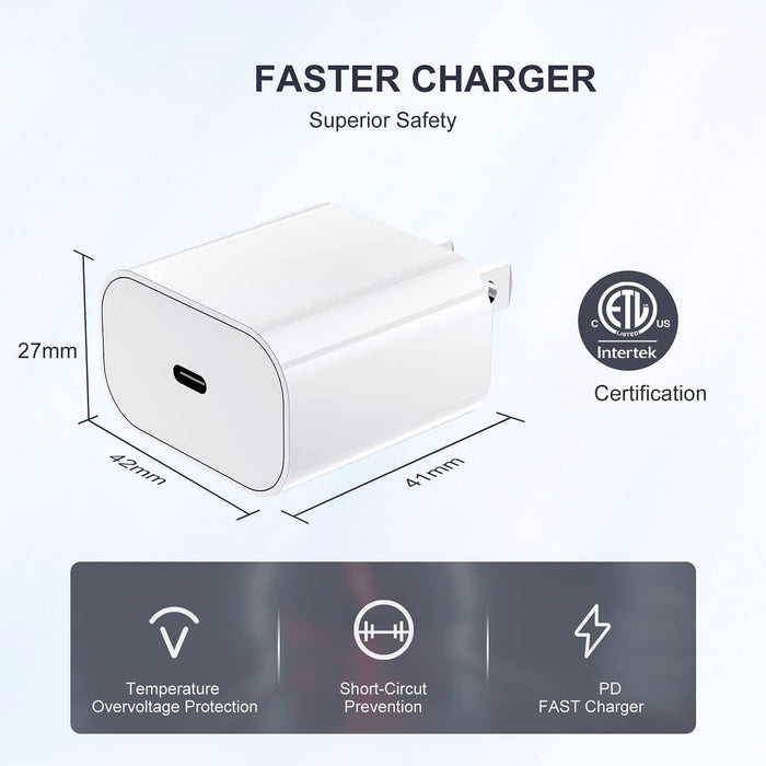 Cargador rápido para teléfono [certificado MFi] Cargador tipo C de 10 pies