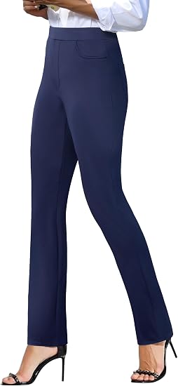 Keriffe Pantalones de yoga elásticos para mujer de cintura alta, pierna recta
