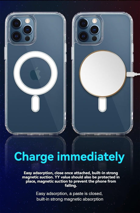Fundas magnéticas transparentes para iPhone 11 Pro Max, de carga inalámbrica