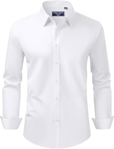 Alimens & Gentle Camisa de vestir para hombre, ajuste regular, elástica