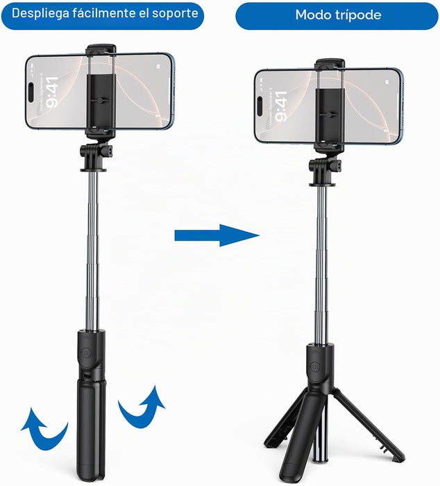 Trípode para selfie retráctil con control remoto inalámbrico para fotografía
