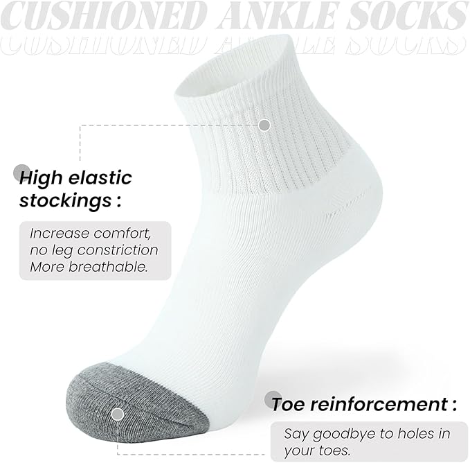 WANDER Calcetines tobilleros acolchados para hombre, paquete de 8