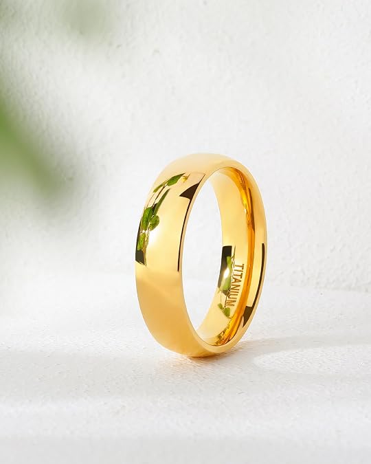 Anillo Tigrade dorado, titanio, cúpula plana, altamente pulido, anillo de matrimonio de ajuste cómodo