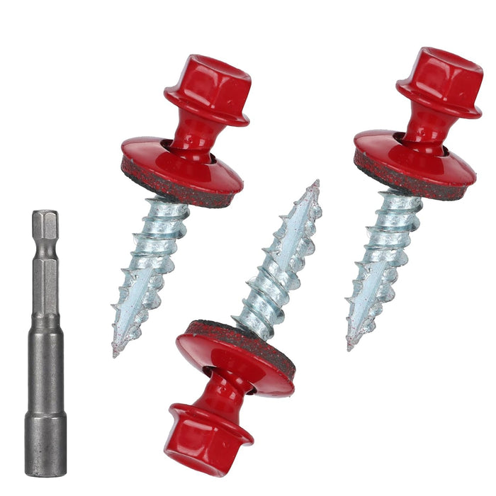Tornillos para techos metálicos de 10 x 1 pulgada, tornillos rojos de cabeza hexagonal (250pcs)