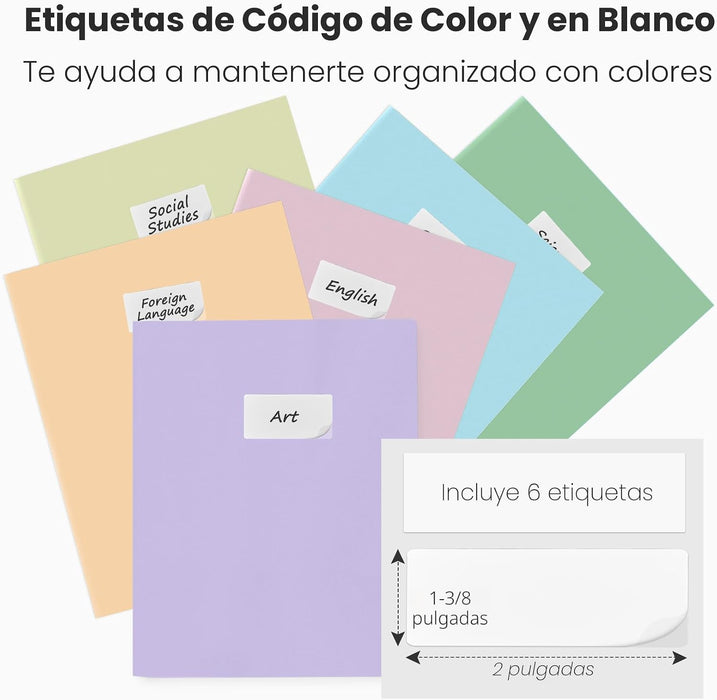 Sooez Paquete de 6 carpetas con bolsillos, colores pastel, carpetas de bolsillo resistentes