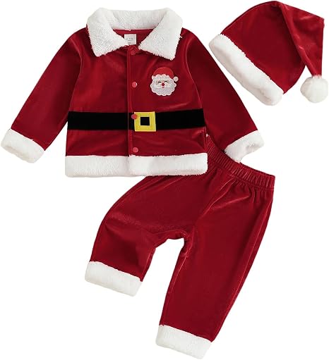 Conjunto de ropa de Papá Noel para bebés y niños pequeños
