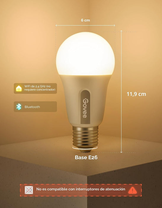 Govee 2 bombillas LED RGBWW inteligentes que cambian de color, 30 escenas dinámicas