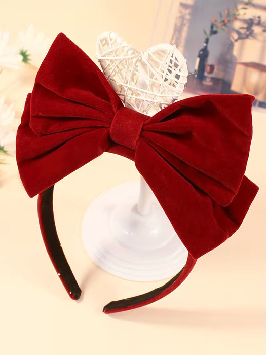 1 diadema roja vino grande con lazo, adorno para el cabello moderno y lindo