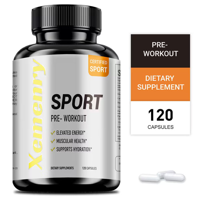 Sport - con Sodio, B-Alanina y Cafeína, Apoya la Salud del Sistema Nervioso, Sin Gluten - 120 unidades