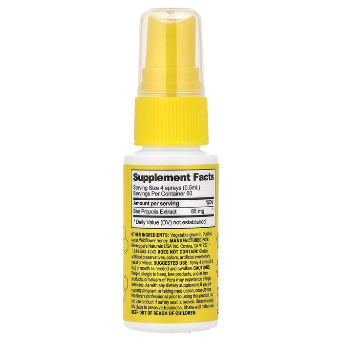 Beekeeper's Naturals, Propóleo para el Sistema Inmunológico, Spray Diario para la Garganta, 30 ml