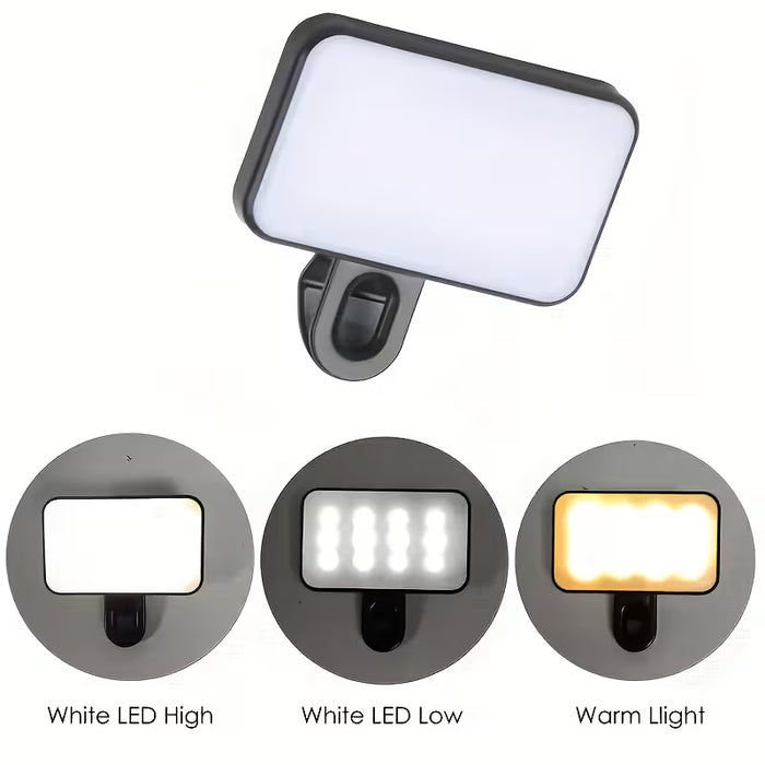 Luz de relleno LED compacta para smartphones y laptop
