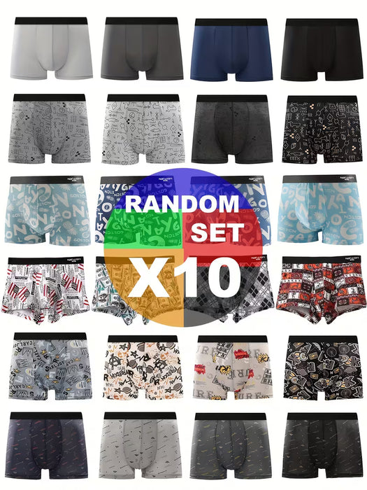 10 unidades Calzoncillos bóxer para hombre transpirables de cintura media
