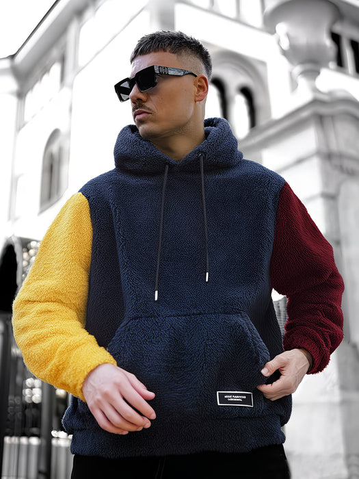 Sudadera casual para hombre, elegante y clásica, con un diseño único de bloques de color