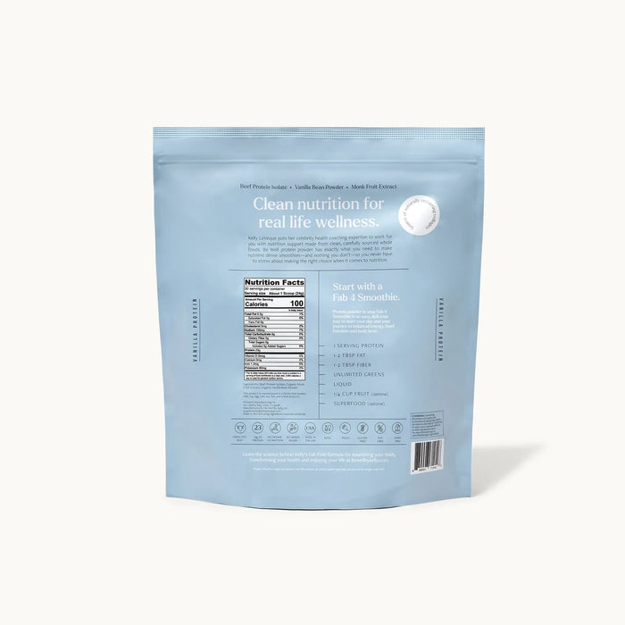 BE WELL Proteína en polvo de res alimentada con pasto sabor vainilla 1.62LBS