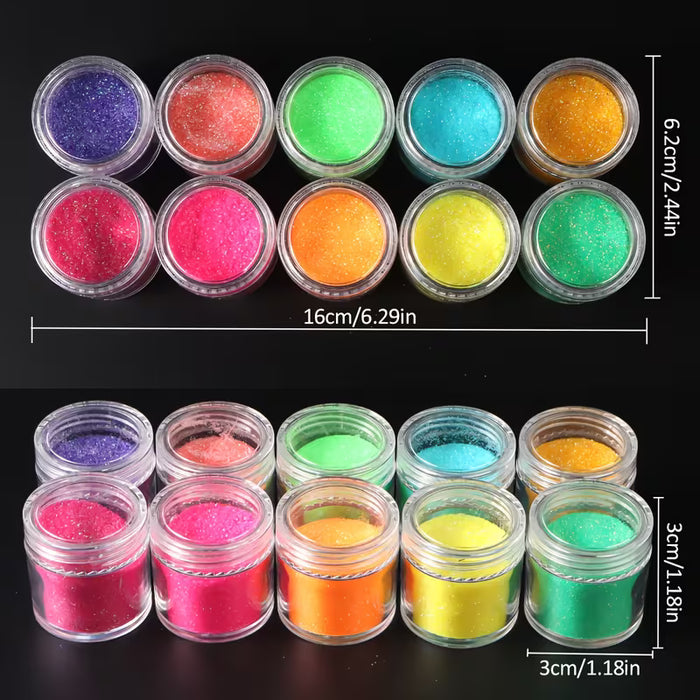 10 Botellas de Polvo de Uñas con Brillo de Azúcar Brillante, Efecto de Capa de Caramelo Iridiscente
