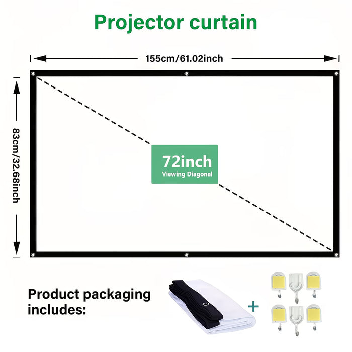 Pantalla de proyector portátil sin arrugas, compatible con 4K Ultra HD