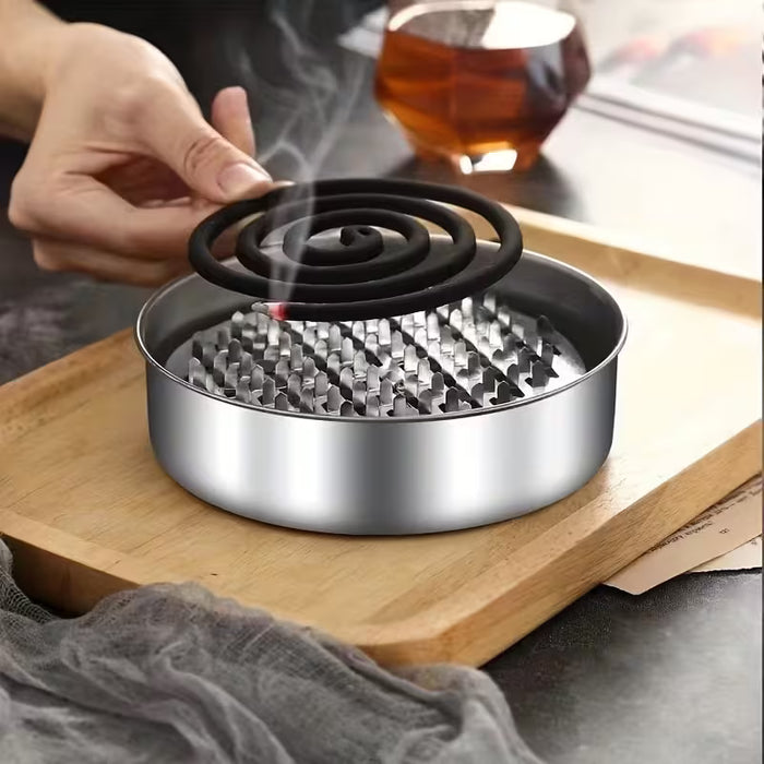 1 Soporte para espiral antimosquitos de acero inoxidable, con cubierta portátil
