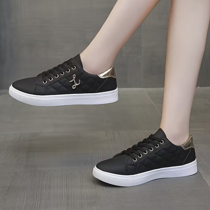 Zapatillas deportivas casuales de mujer | Parte superior baja, cierre con cordones