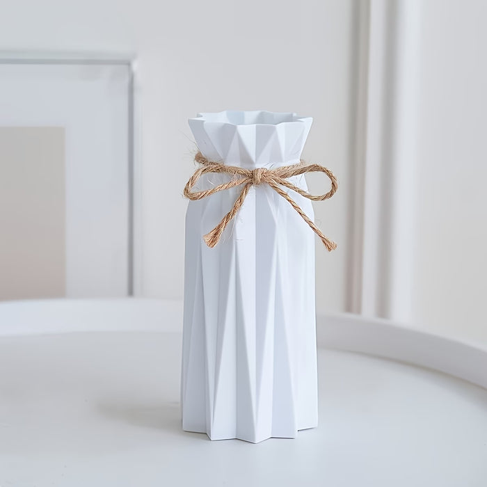 Jarrón Origami de Plástico Blanco Estilo Campestre